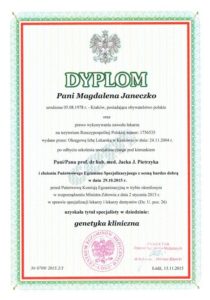 certyfikat dr Janeczko