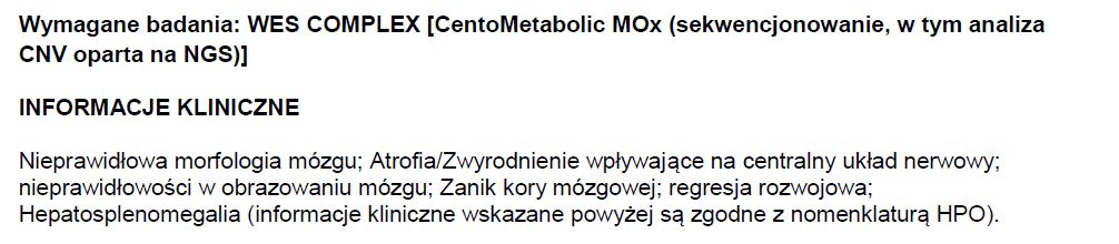 wynik badania wes complex
